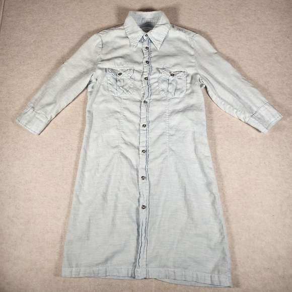 American Colors by Alex Lehr Denim Shirt Dress Button Down Medium Cotton Blue - Picture 1 of 7